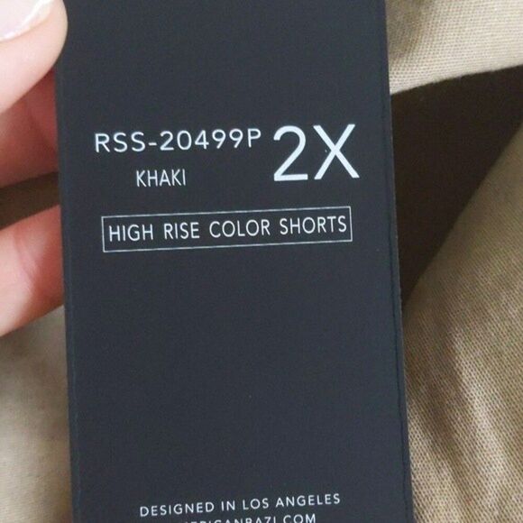 5/$55 American Bazi high rise color shorts - khaki - cotton blend - NWT - 2X - Picture 10 of 10